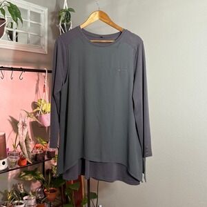 Women's Asymmetrical Tunic‎ Top Gray Purple Long Sleeve Blouse Casual Chic